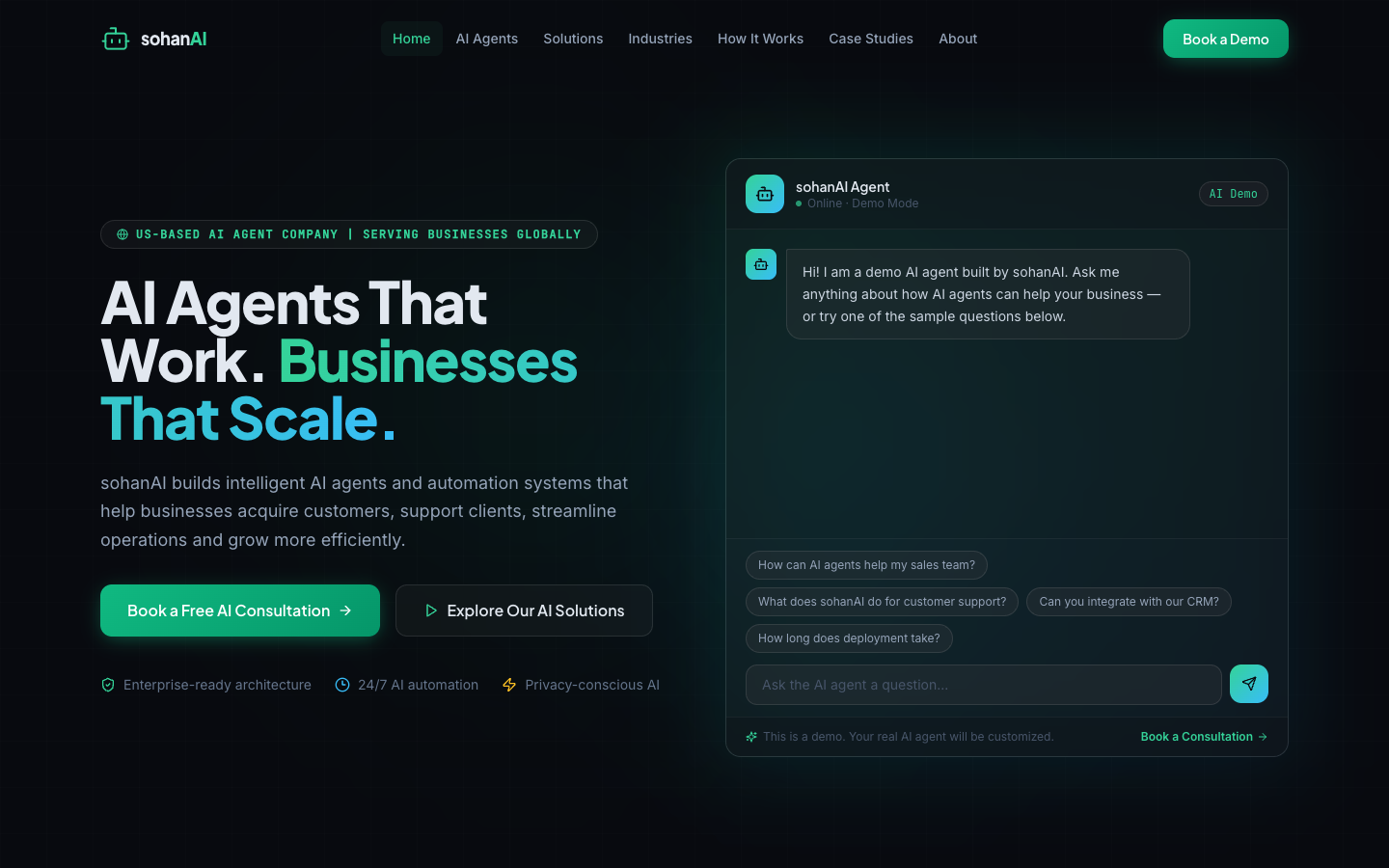 sohanAI homepage screenshot