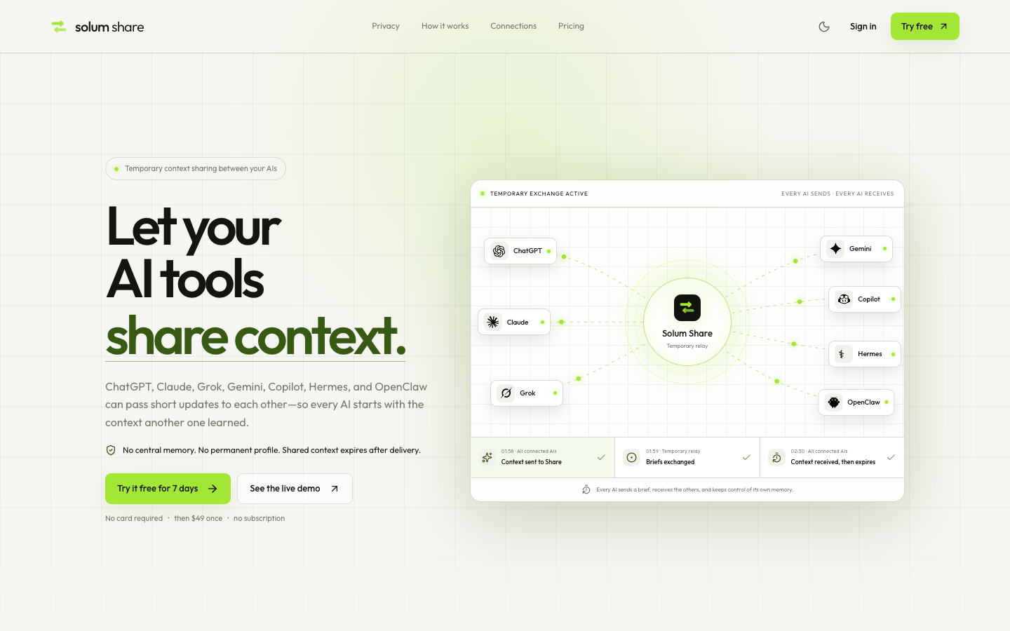 Solum Share homepage screenshot