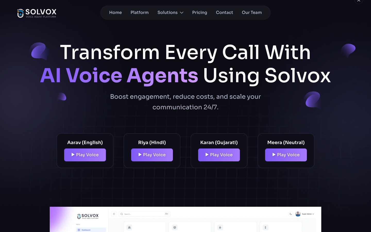 Solvox homepage screenshot