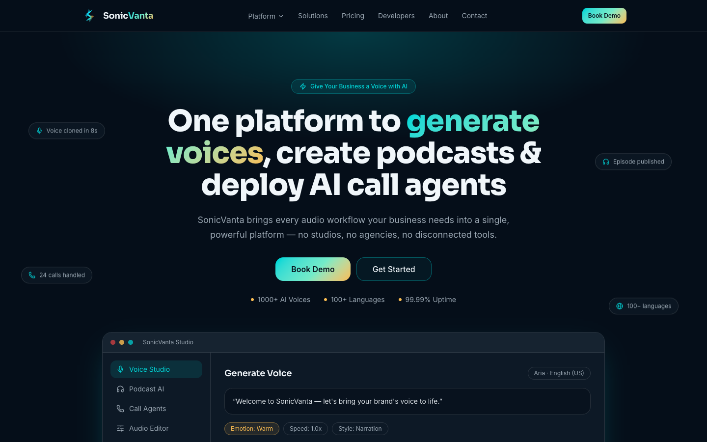 SonicVanta homepage screenshot