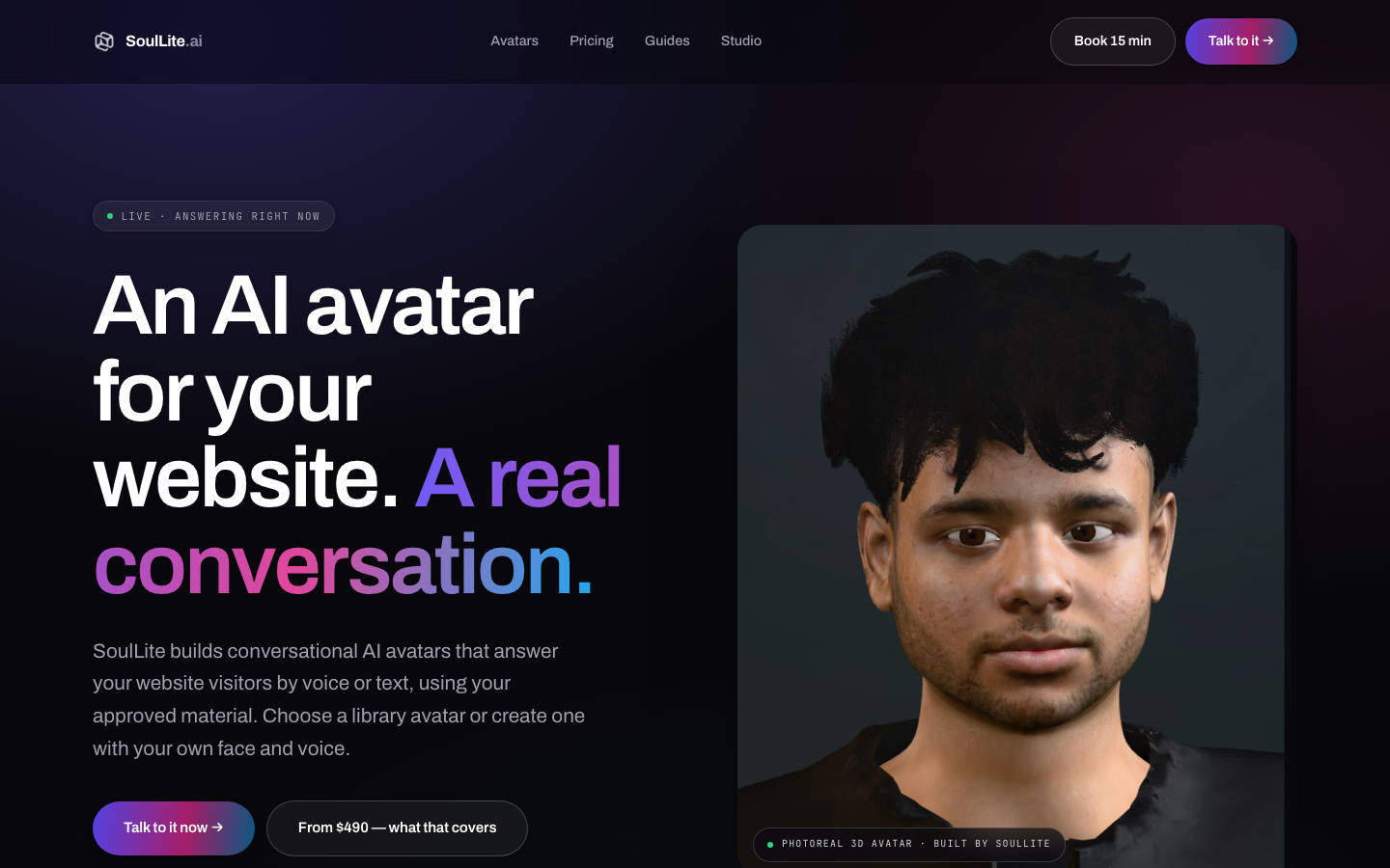 SoulLite homepage screenshot