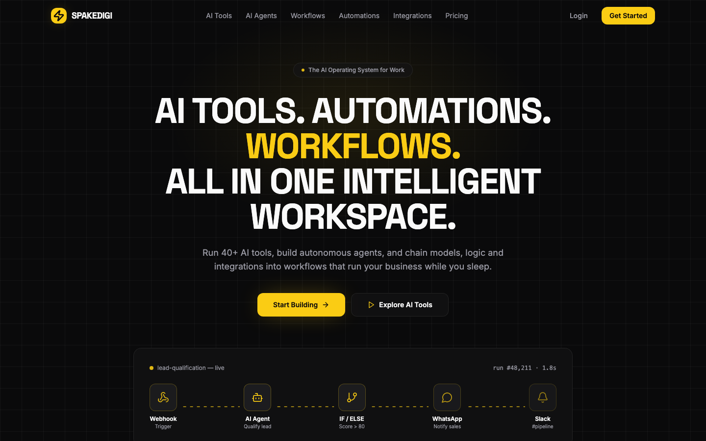 Spakedigi homepage screenshot