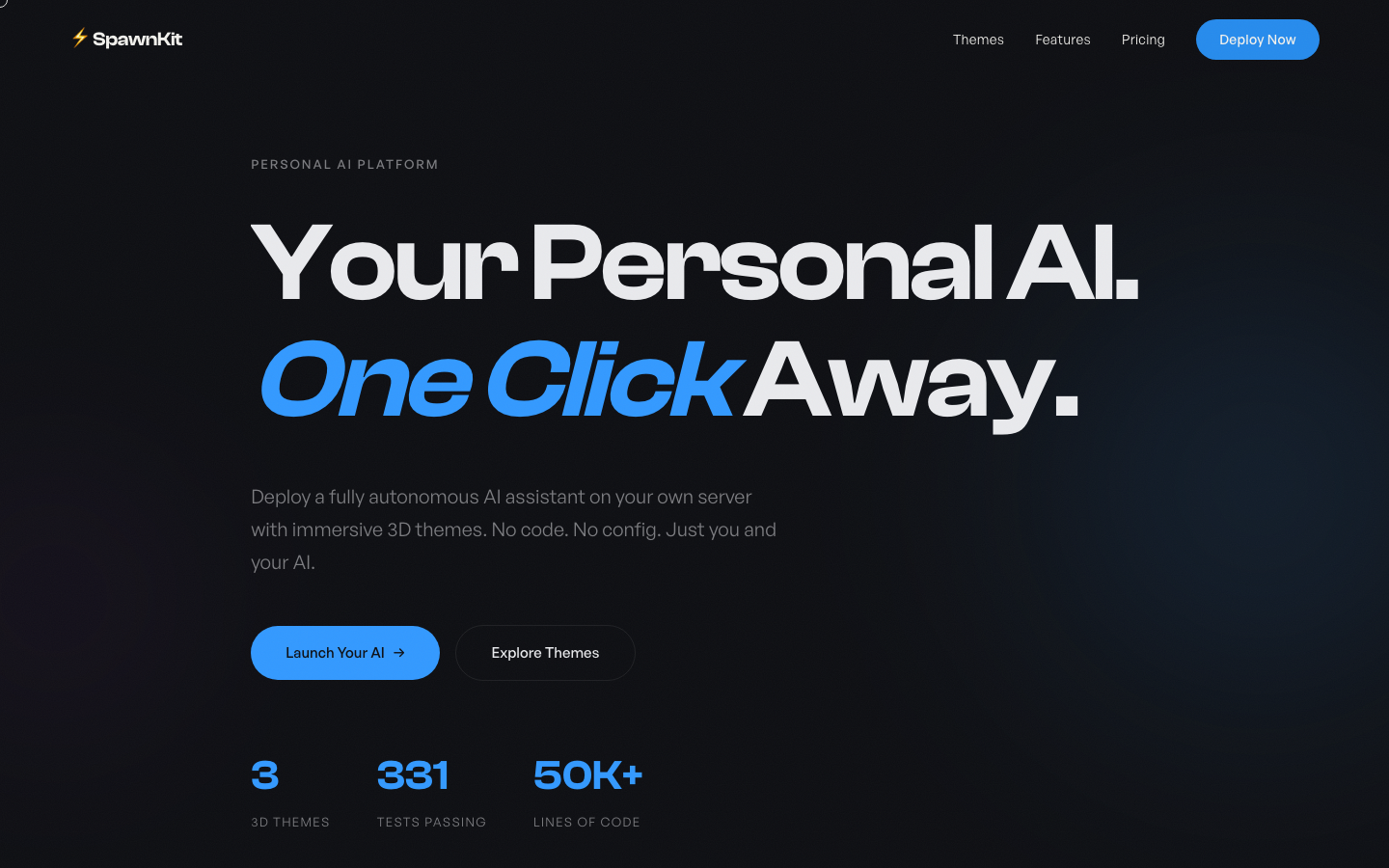 SpawnKit homepage screenshot