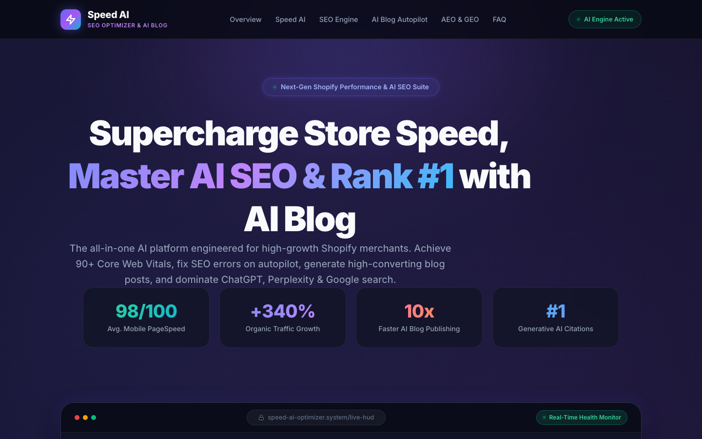 Speed AI SEO 首页截图