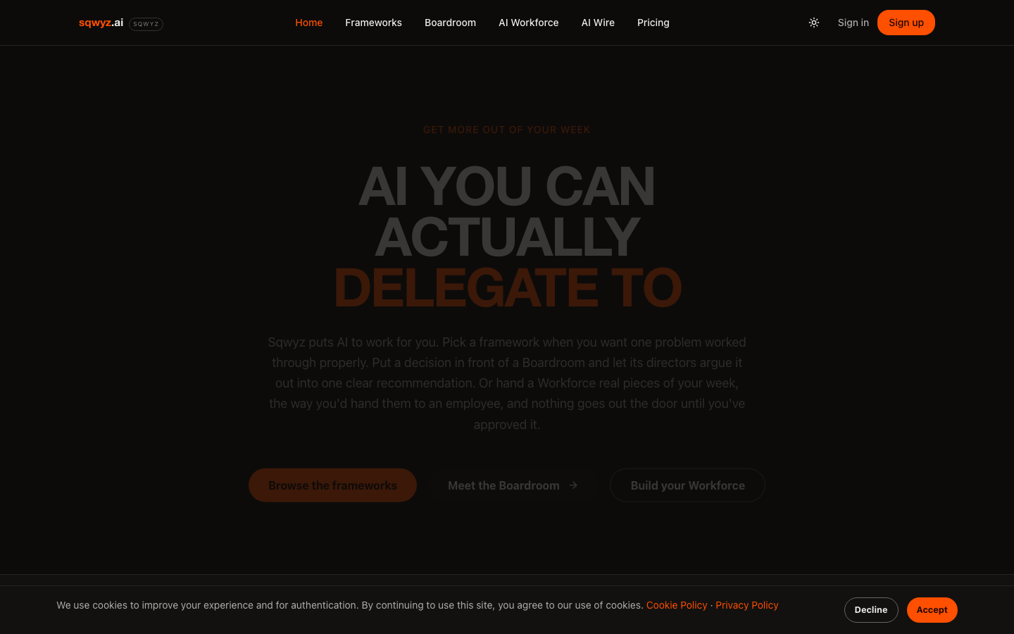 Sqwyz homepage screenshot