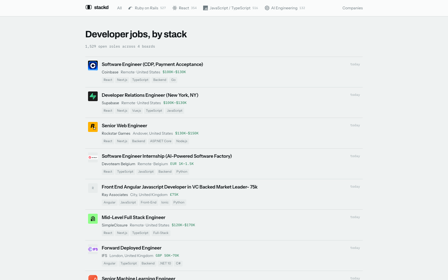 Stackd homepage screenshot