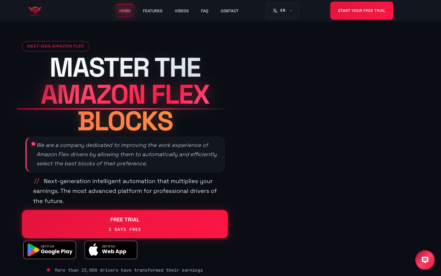 StarFlex homepage screenshot
