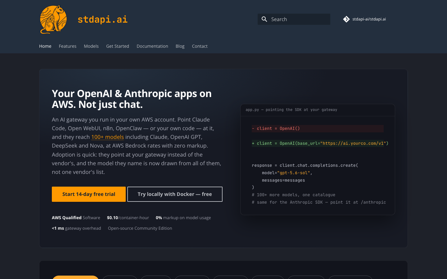 stdapi homepage screenshot