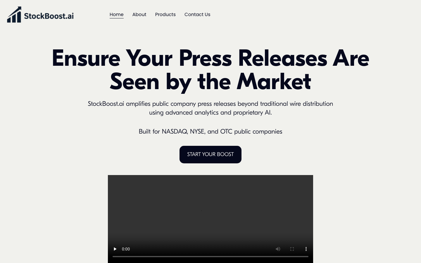 StockBoost.ai homepage screenshot