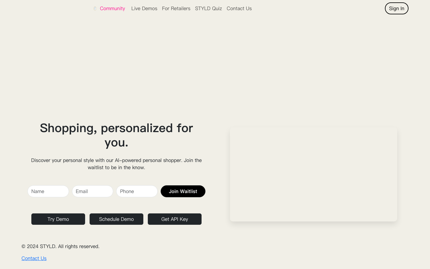 Styld AI homepage screenshot