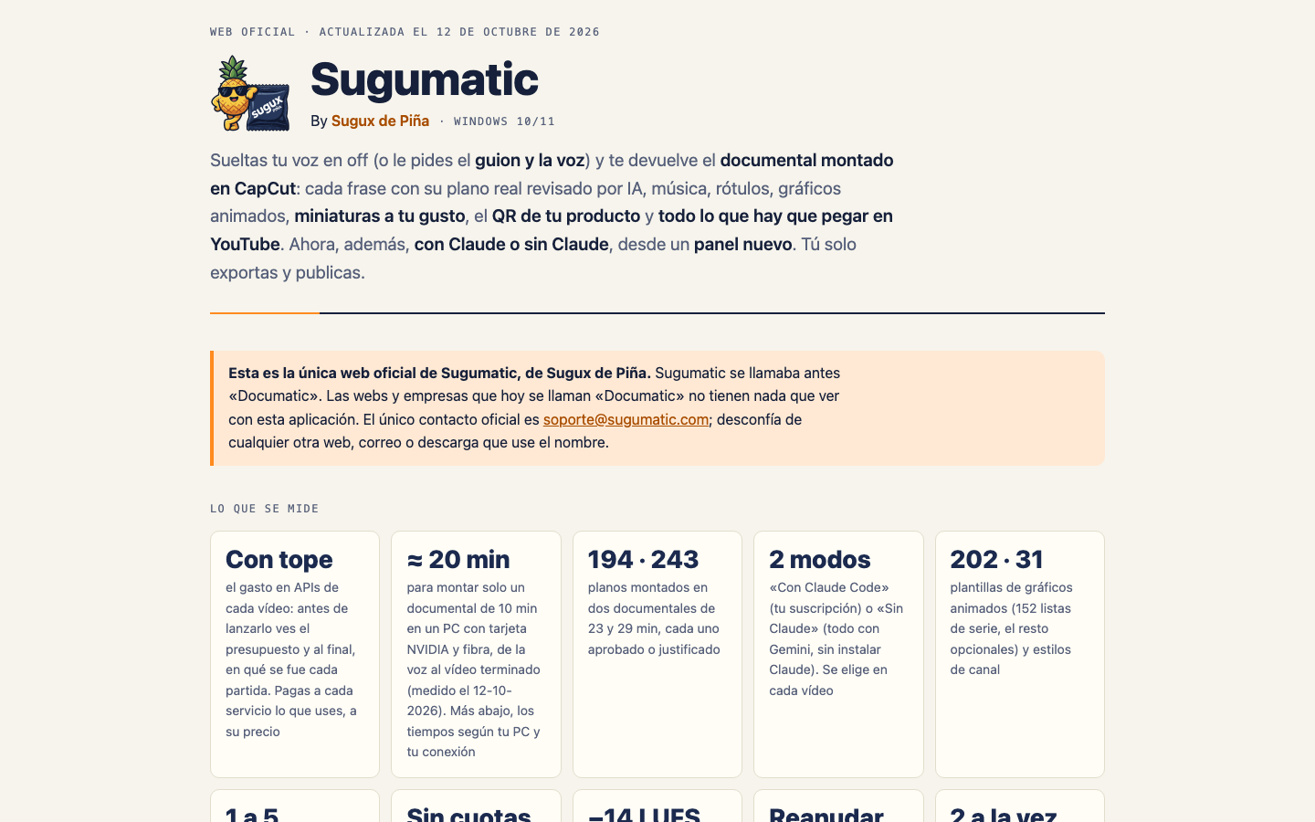 Sugumatic homepage screenshot