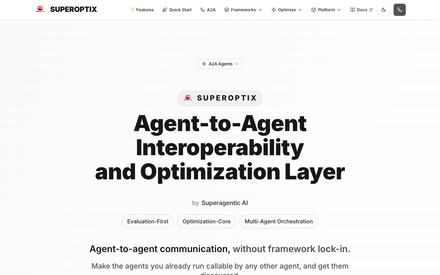 SuperOptiX homepage screenshot