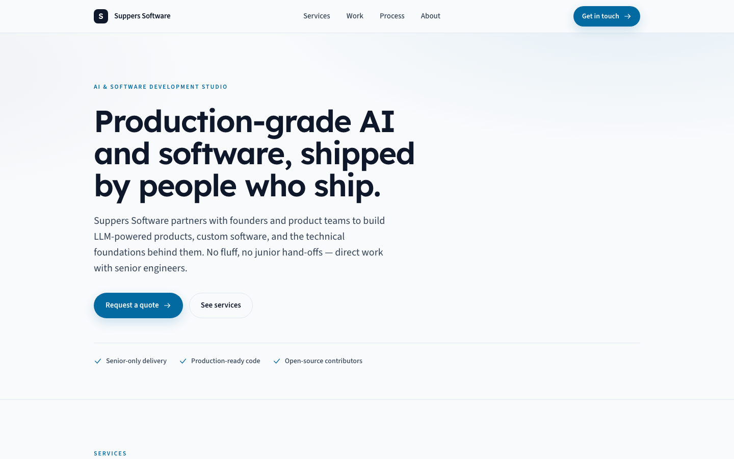 Suppers Software homepage screenshot