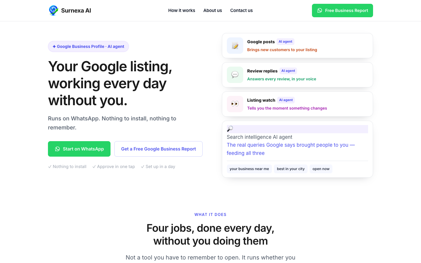 Surnexa AI homepage screenshot