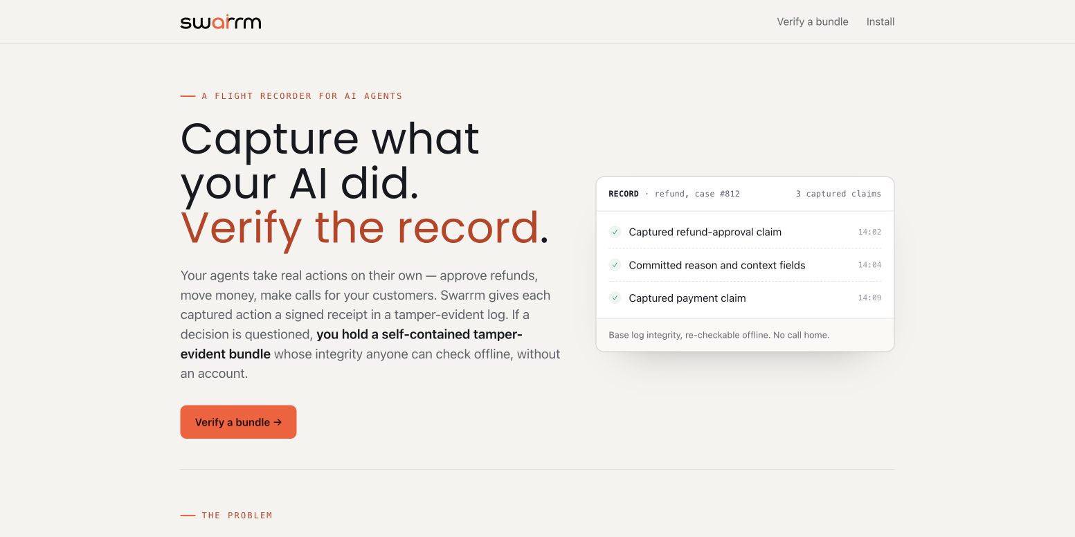 Swarrm landing_page