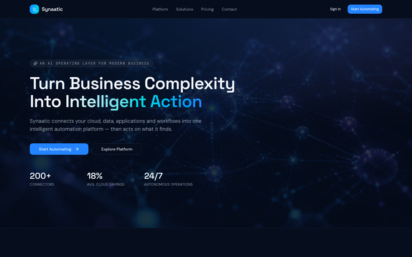 Synaatic homepage screenshot