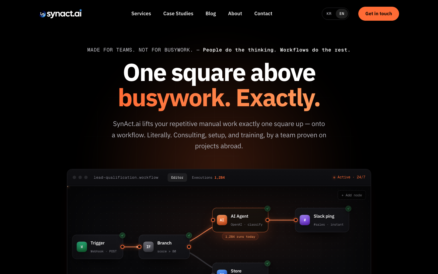 SynAct.ai homepage screenshot