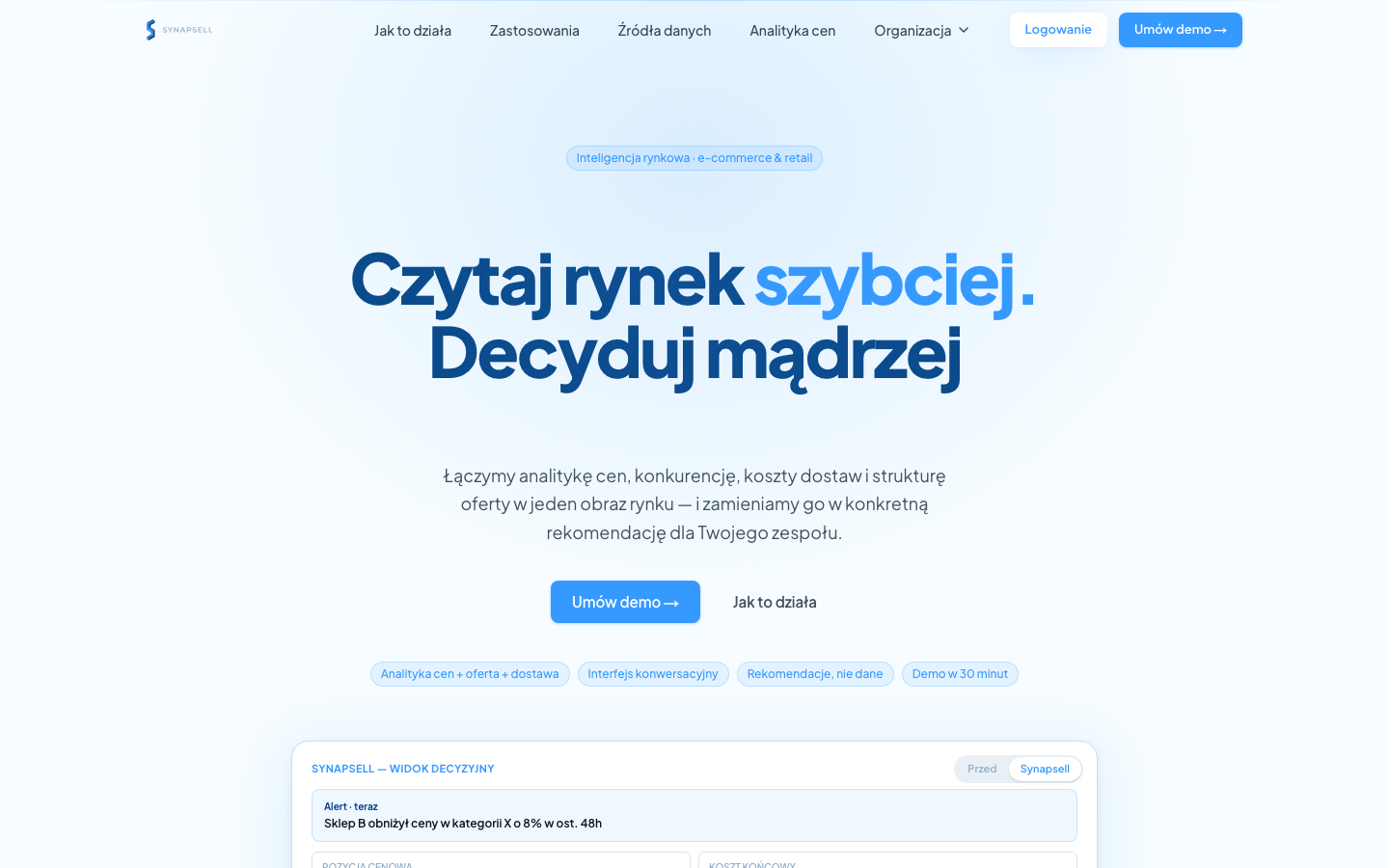 Synapsell homepage screenshot