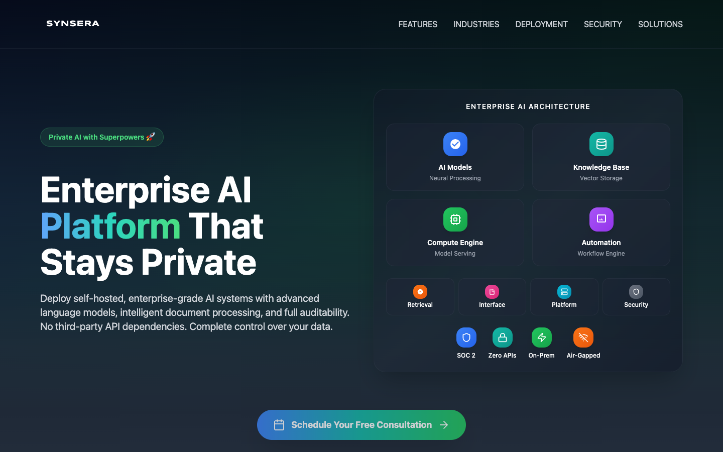 Synsera homepage screenshot