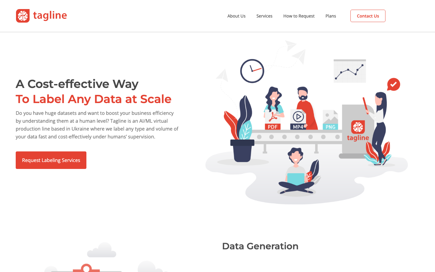 Tagline homepage screenshot