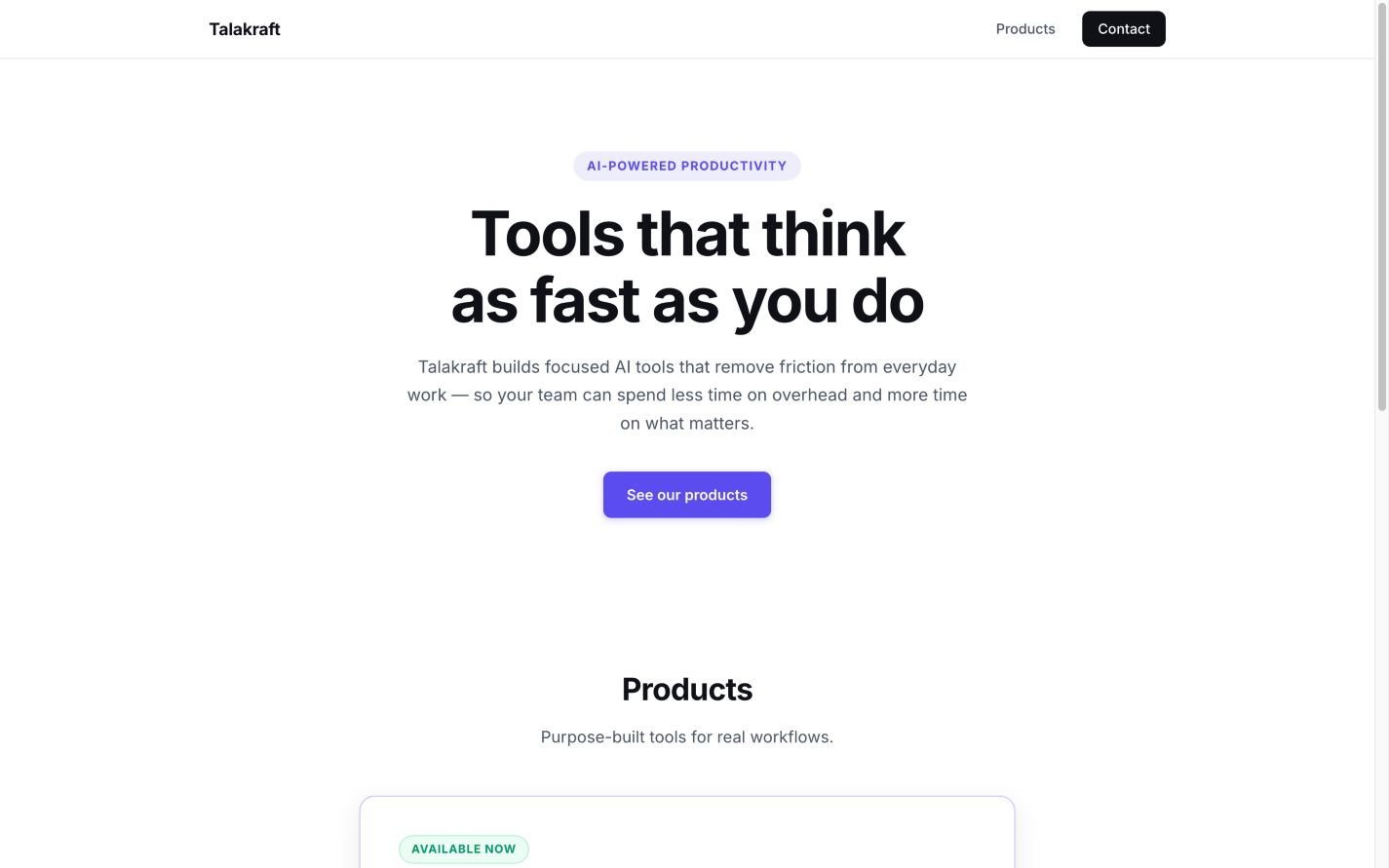 Talakraft 首页截图