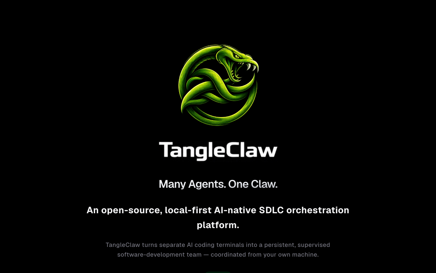 TangleClaw homepage screenshot