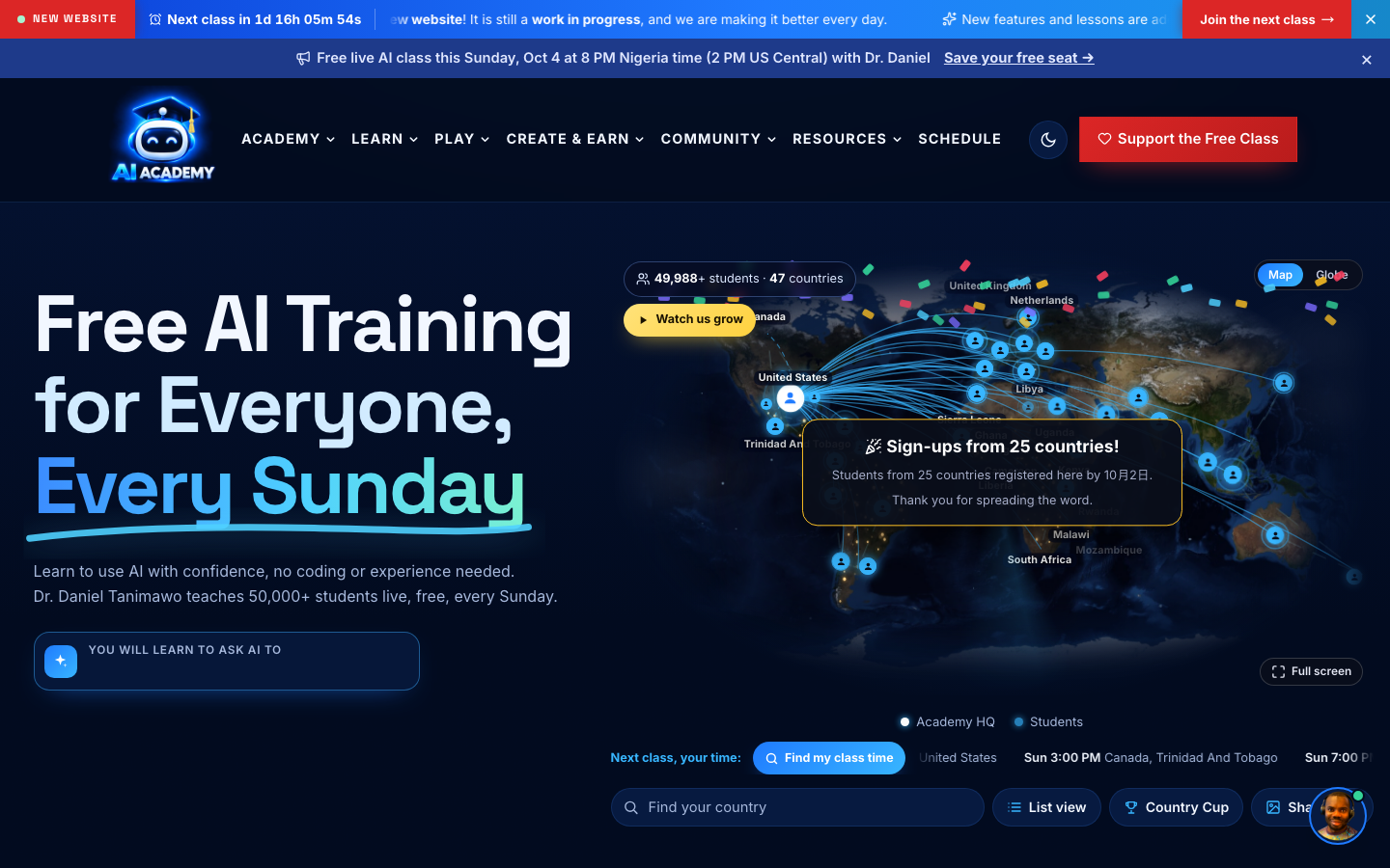 Tanimawo AI Academy homepage screenshot