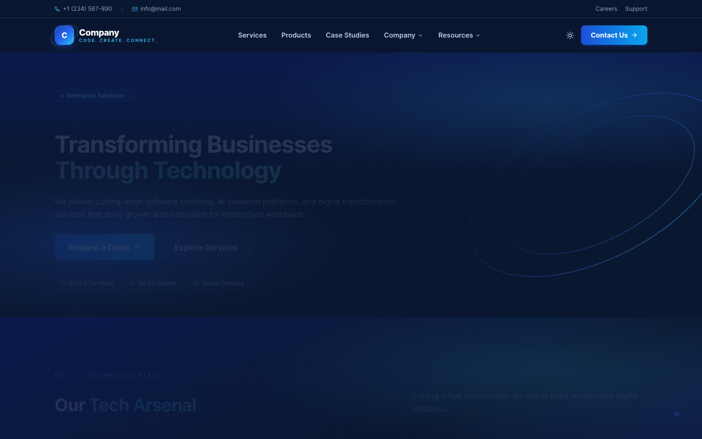 Enterprise Software & AI Solutions homepage screenshot
