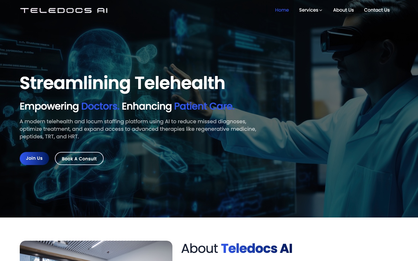 Teledocs AI homepage screenshot