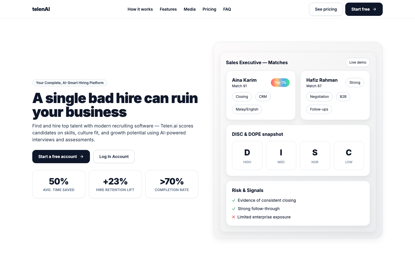 Telen.AI homepage screenshot