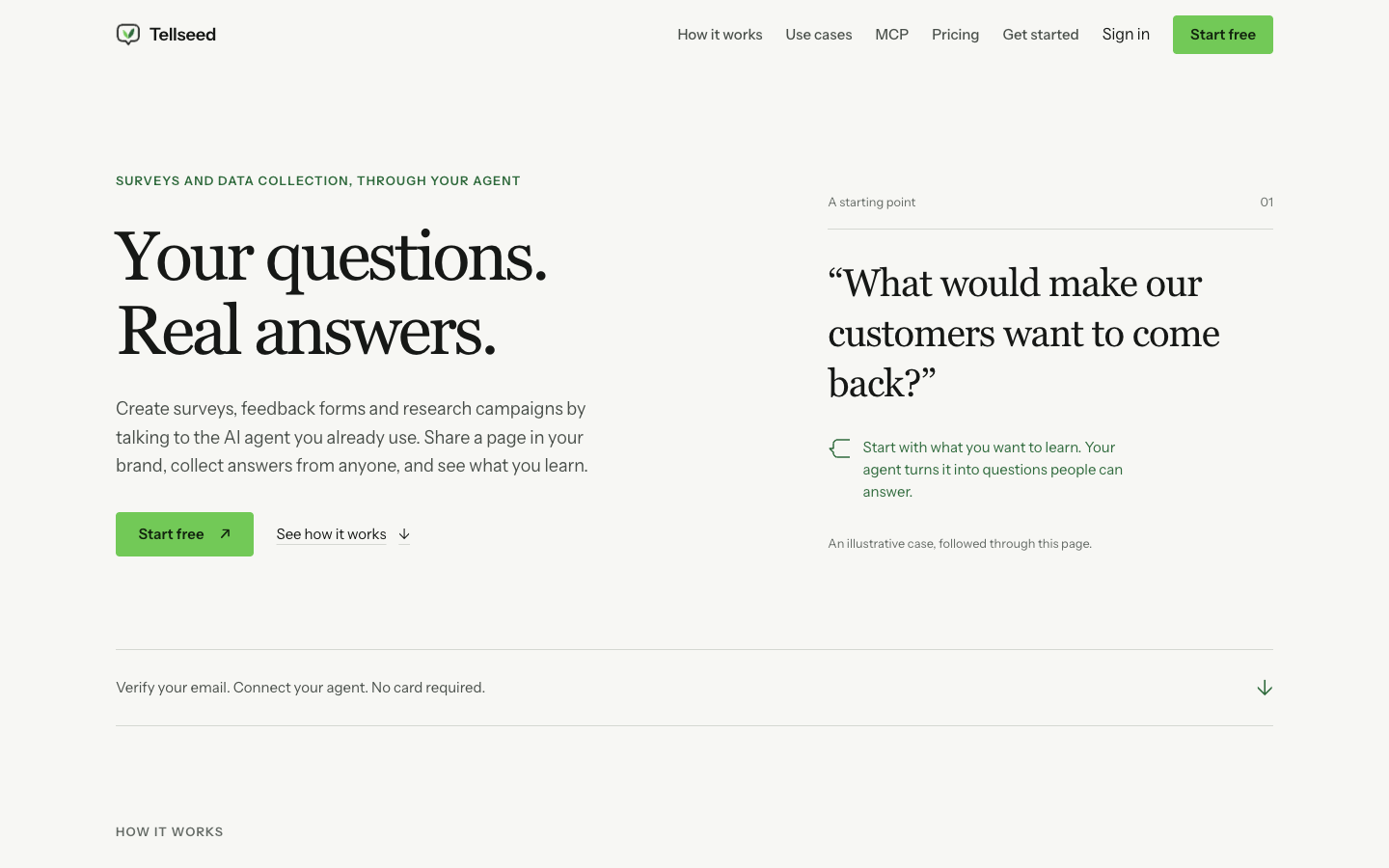 Tellseed homepage screenshot