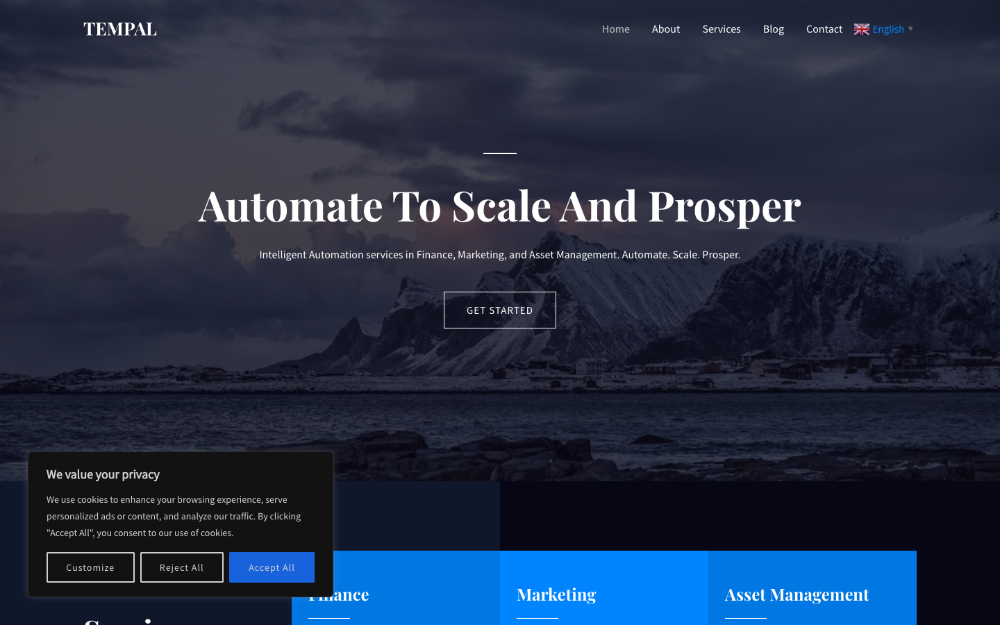 tempal homepage screenshot