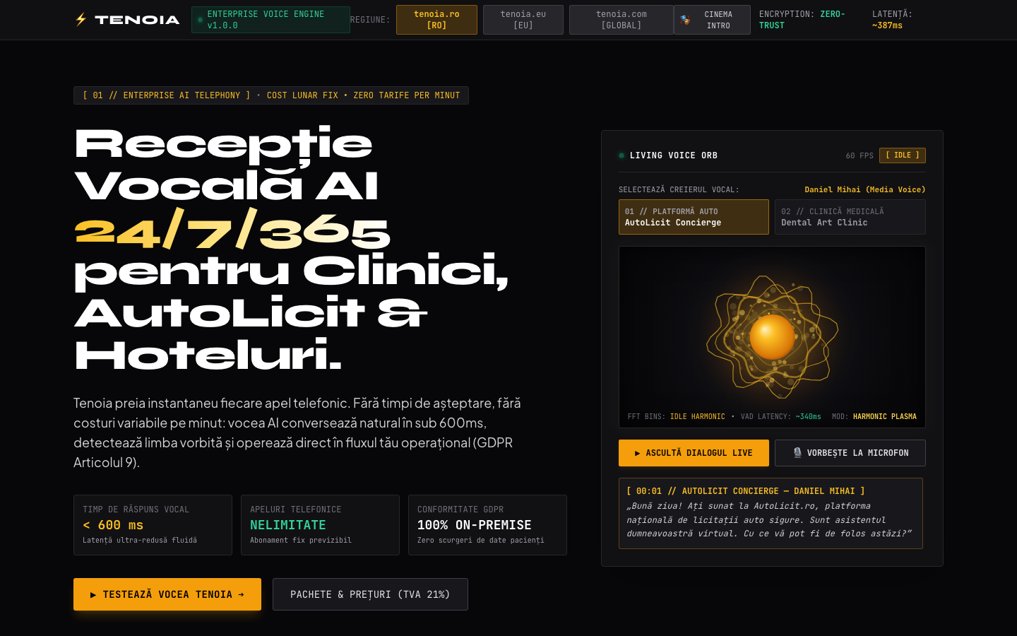 TENOIA homepage screenshot