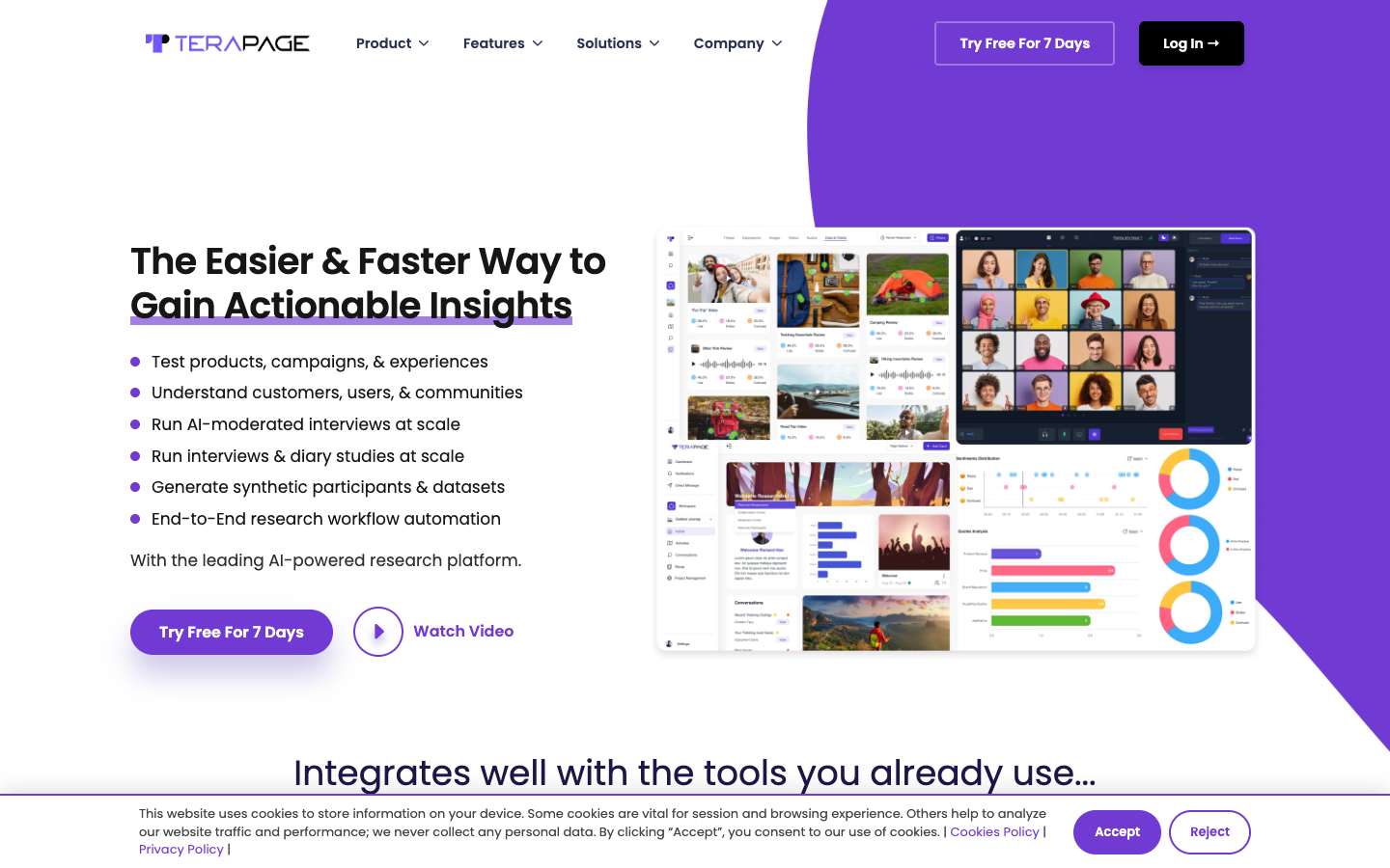 Terapage homepage screenshot