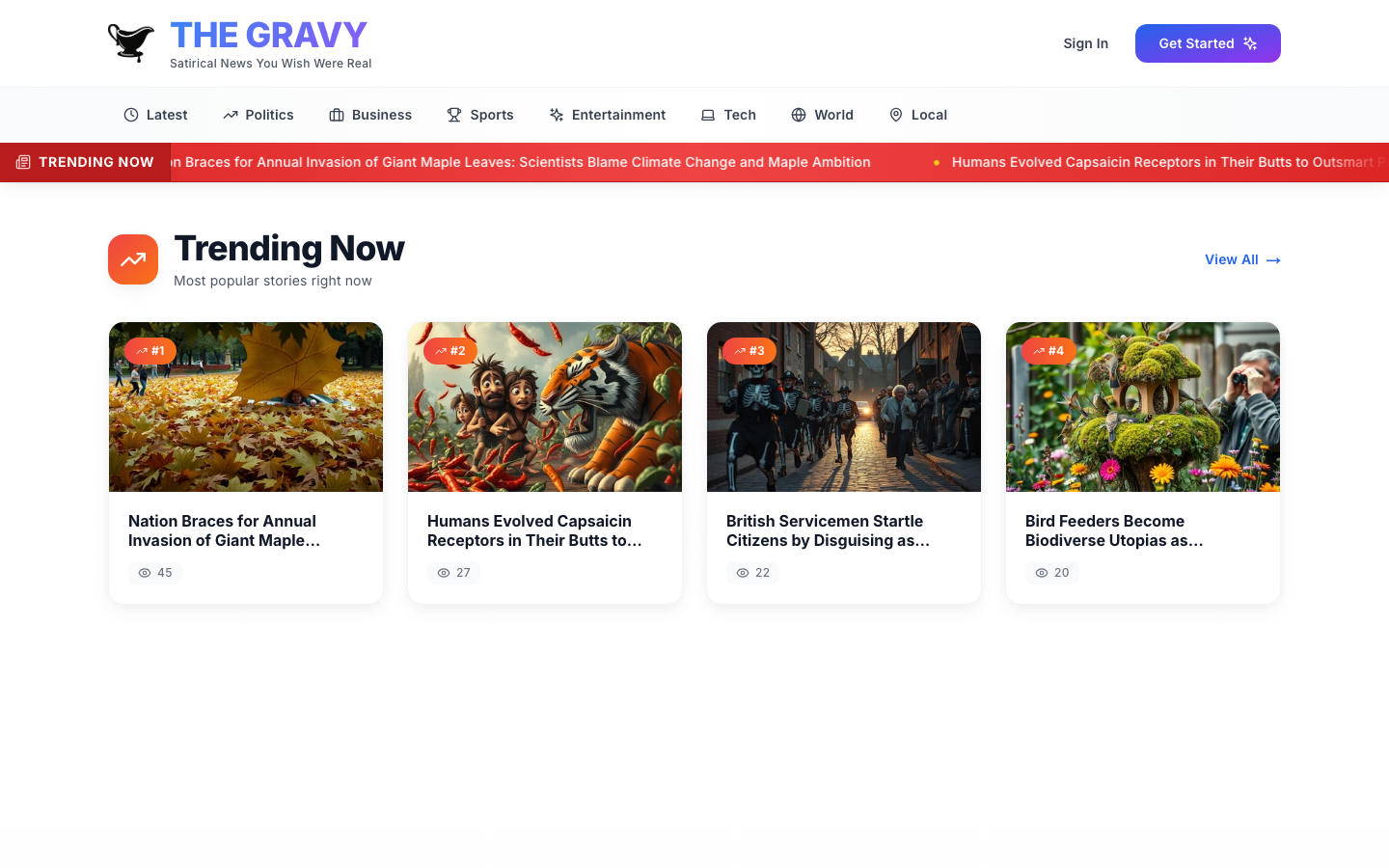 TheGravy homepage screenshot