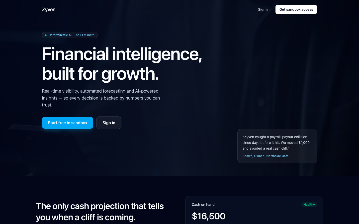 Zyven homepage screenshot