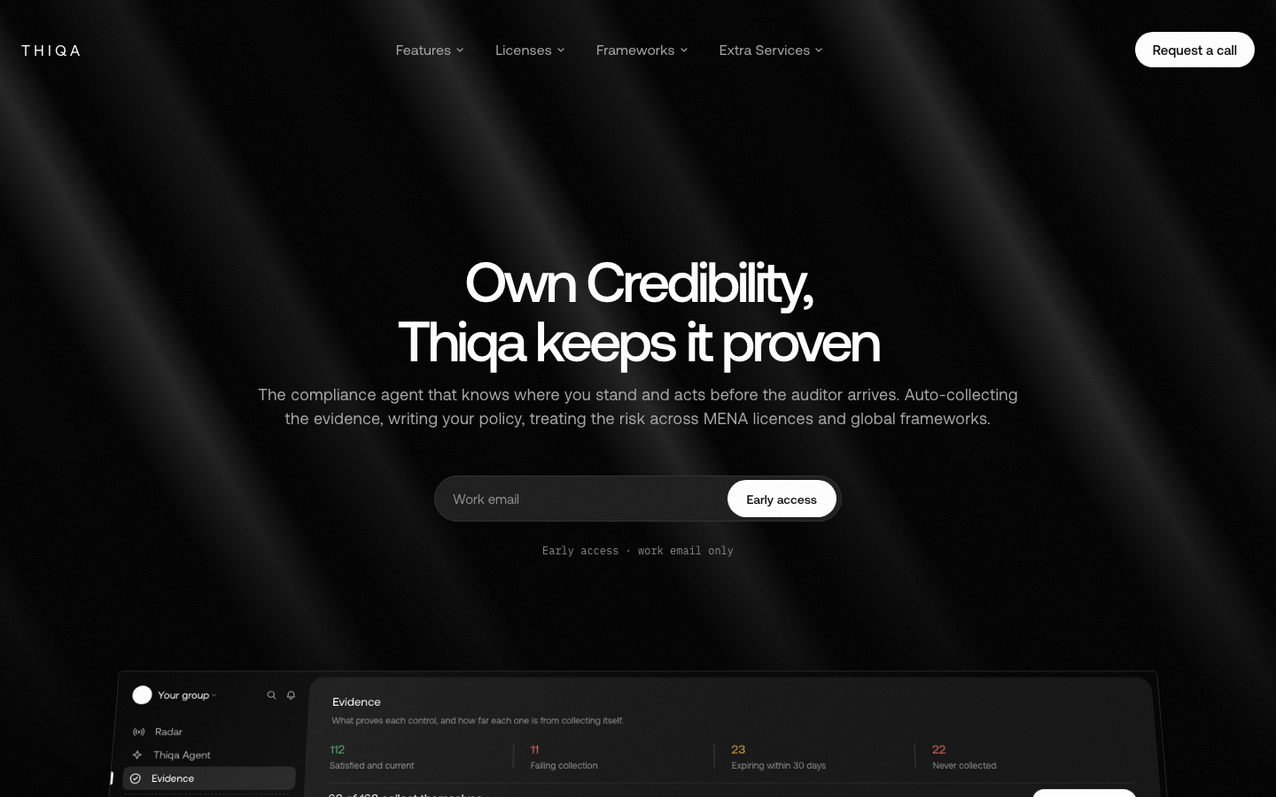Thiqa homepage screenshot