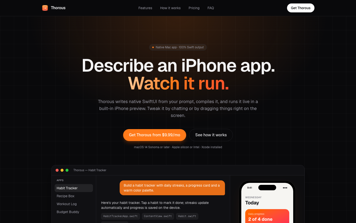 Thorous homepage screenshot