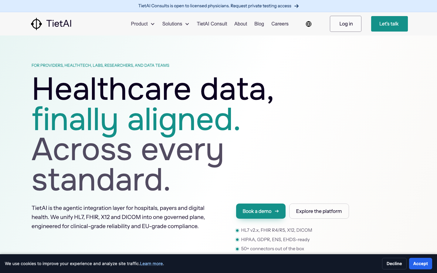 TietAI homepage screenshot