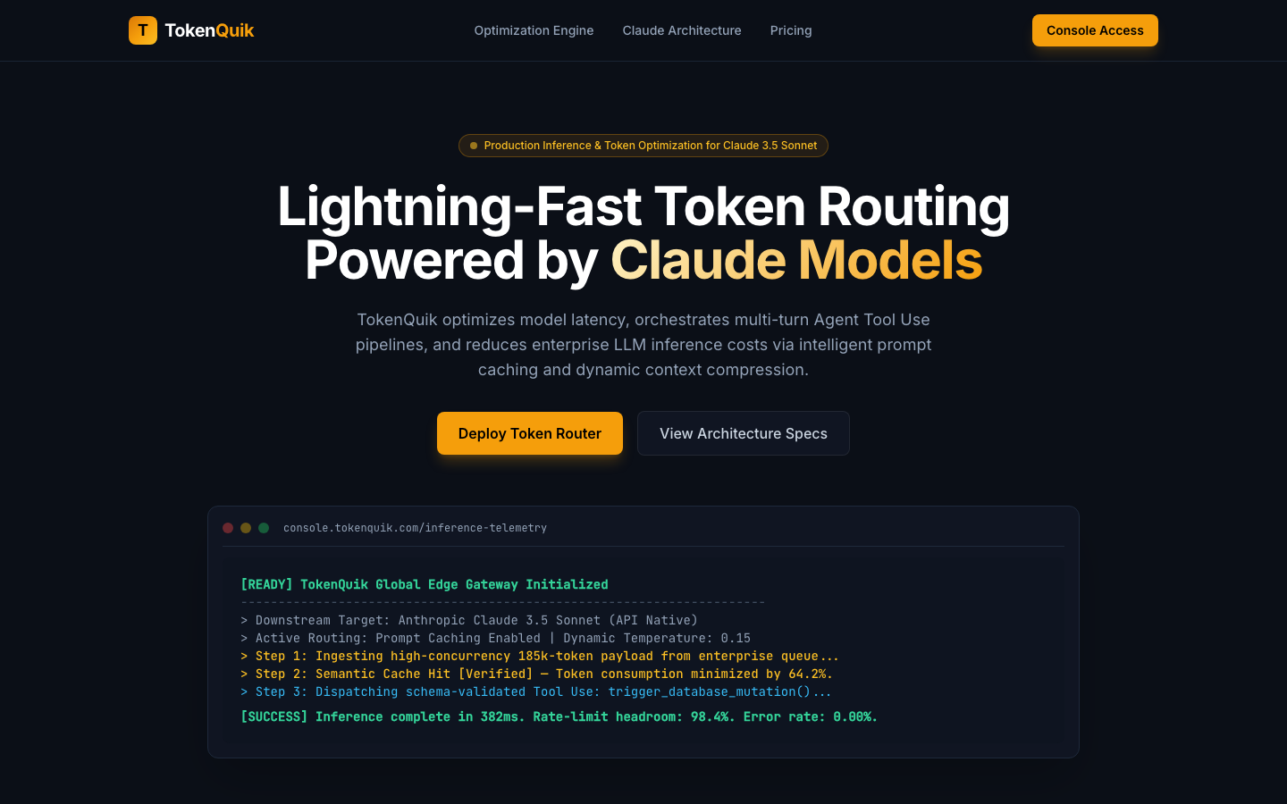 TokenQuik homepage screenshot