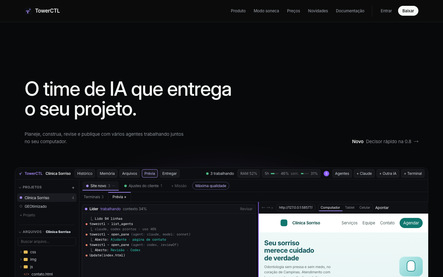 TowerCTL homepage screenshot