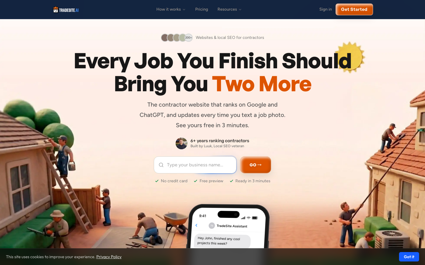 TradeSite homepage screenshot