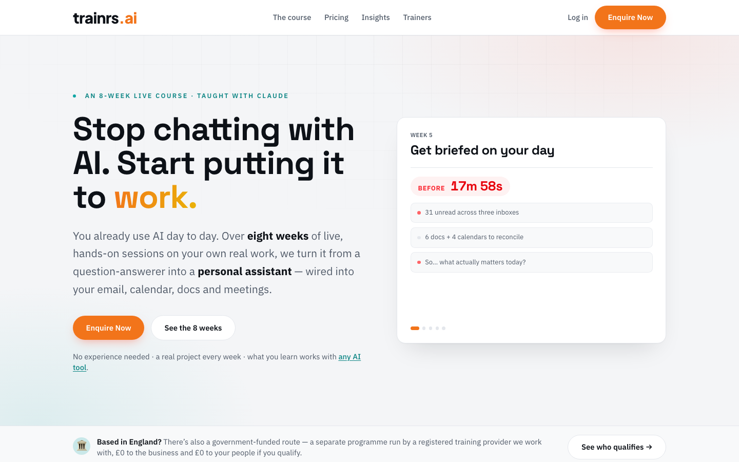 trainrs homepage screenshot