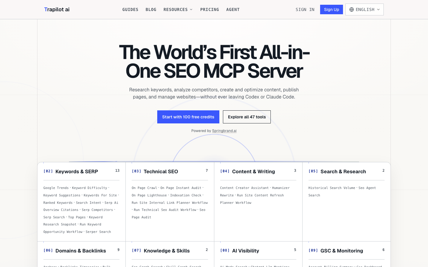 TraPilot homepage screenshot