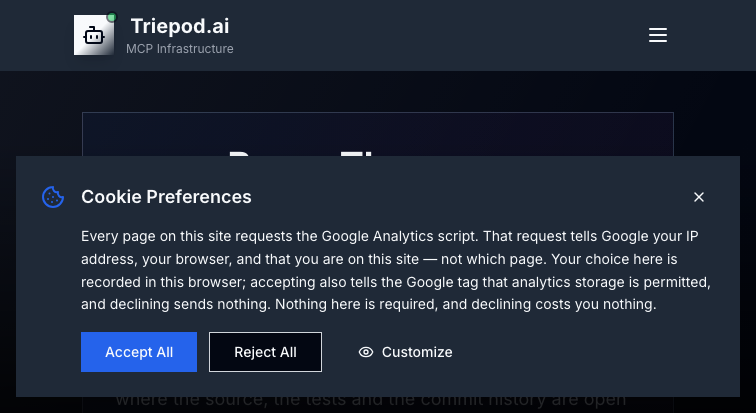 Triepod homepage screenshot