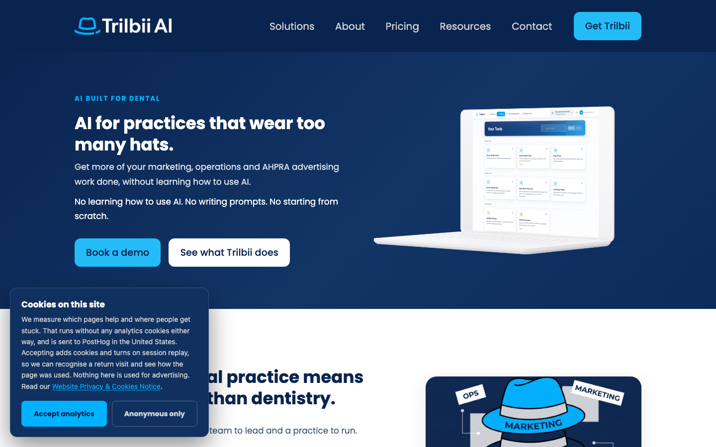 Trilbii AI homepage screenshot