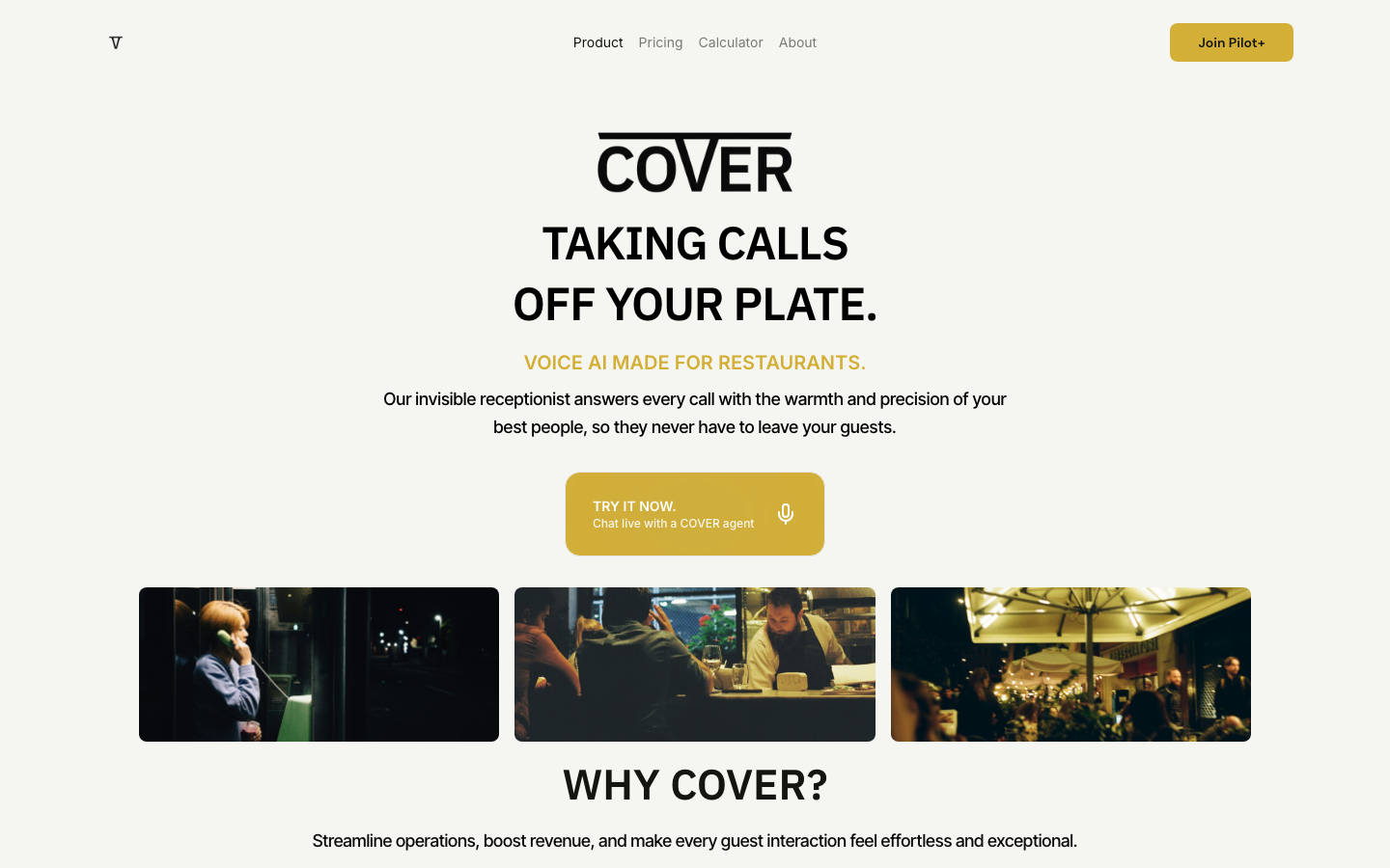 COVER homepage screenshot