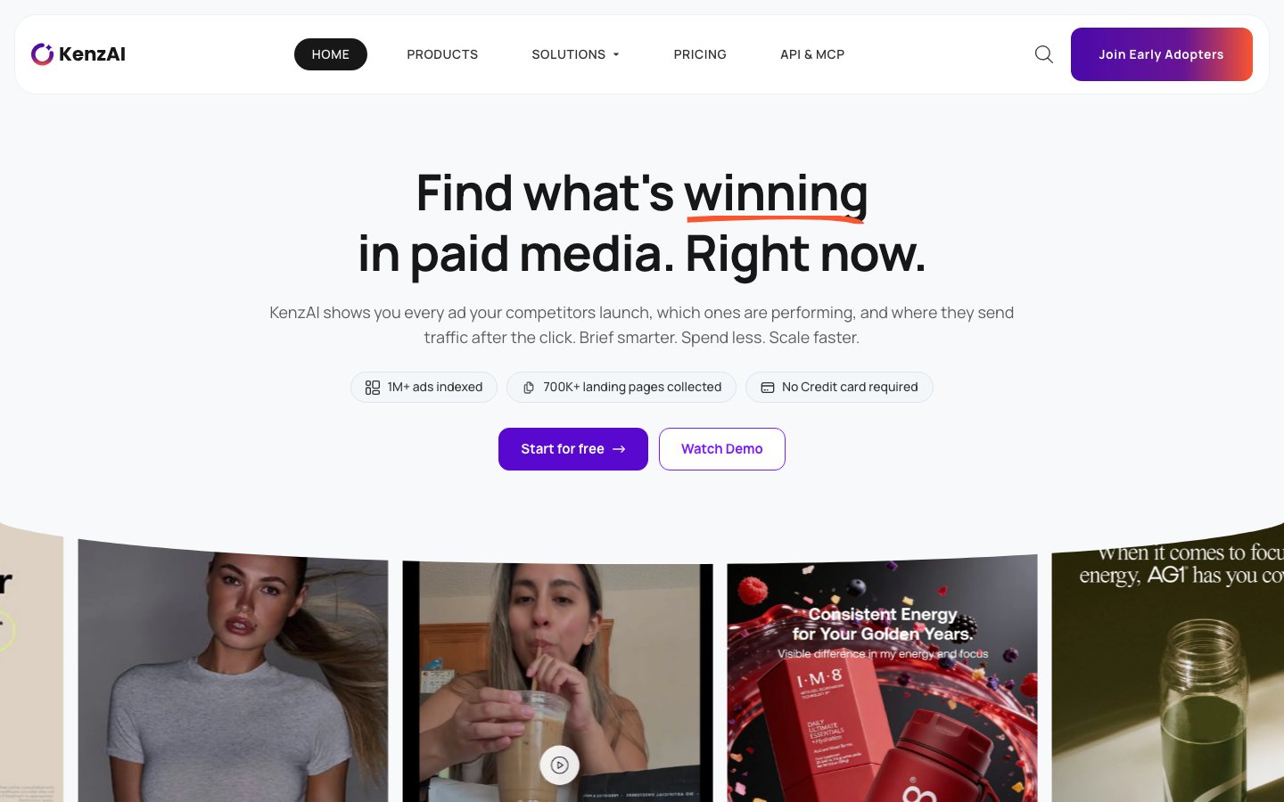 KenzAI homepage screenshot