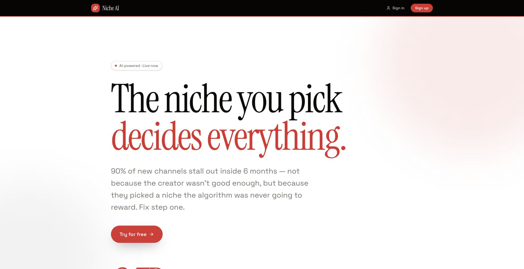 Niche AI 首页截图