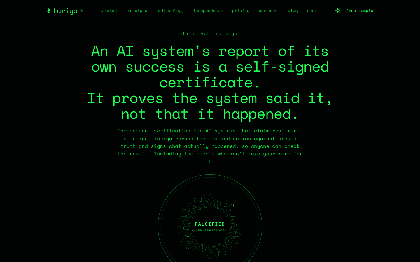 Turiya homepage screenshot